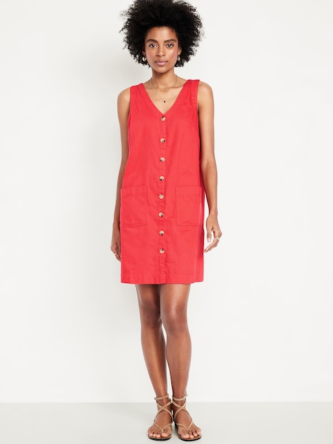 Sleeveless Button-Front Mini Dress