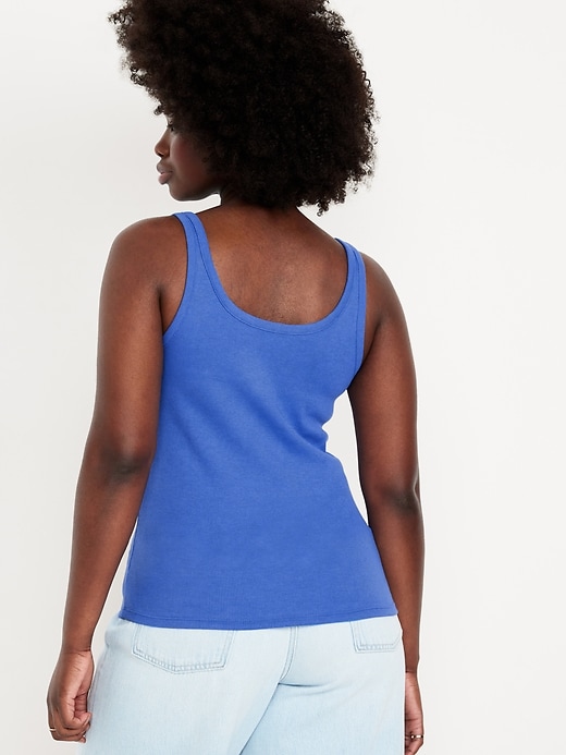 Image number 5 showing, First-Layer Ribbed Scoop-Neck Tank Top