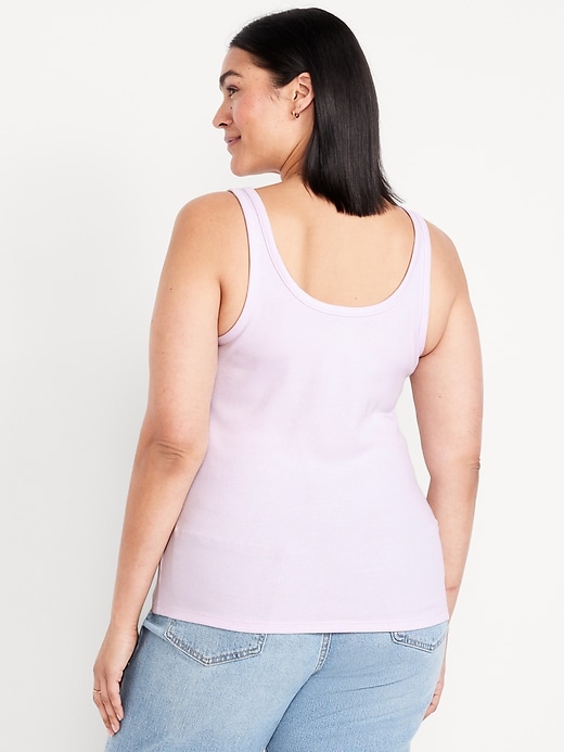 Image number 7 showing, First-Layer Ribbed Scoop-Neck Tank Top
