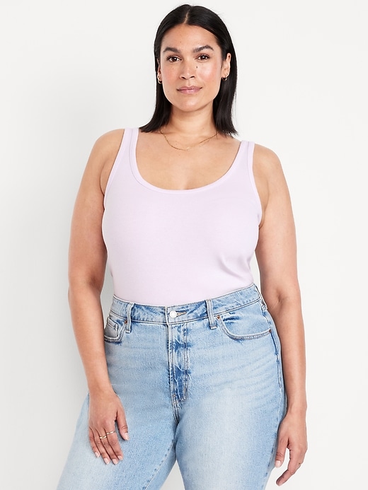 Image number 6 showing, First-Layer Ribbed Scoop-Neck Tank Top