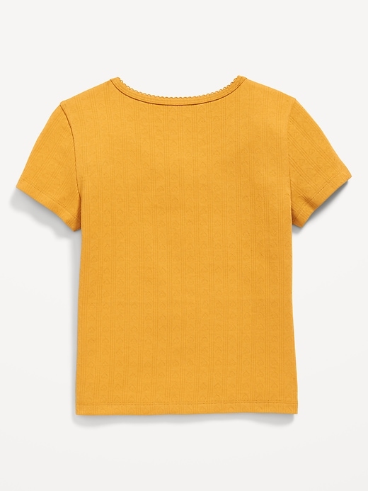 Image number 3 showing, Short-Sleeve Pointelle-Knit Top for Girls