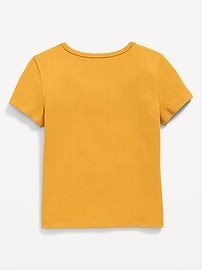 View large product image 3 of 4. Short-Sleeve Pointelle-Knit Top for Girls