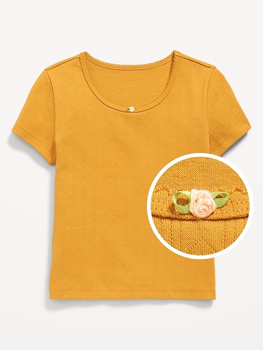 View large product image 2 of 4. Short-Sleeve Pointelle-Knit Top for Girls