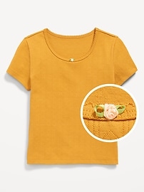 Image number 2 showing, Short-Sleeve Pointelle-Knit Top for Girls
