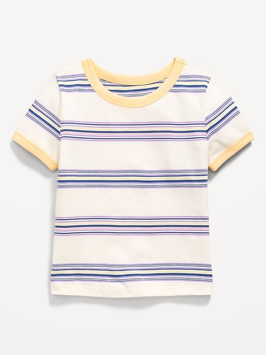 View large product image 1 of 2. Fitted Short-Sleeve Printed Ringer T-Shirt for Girls