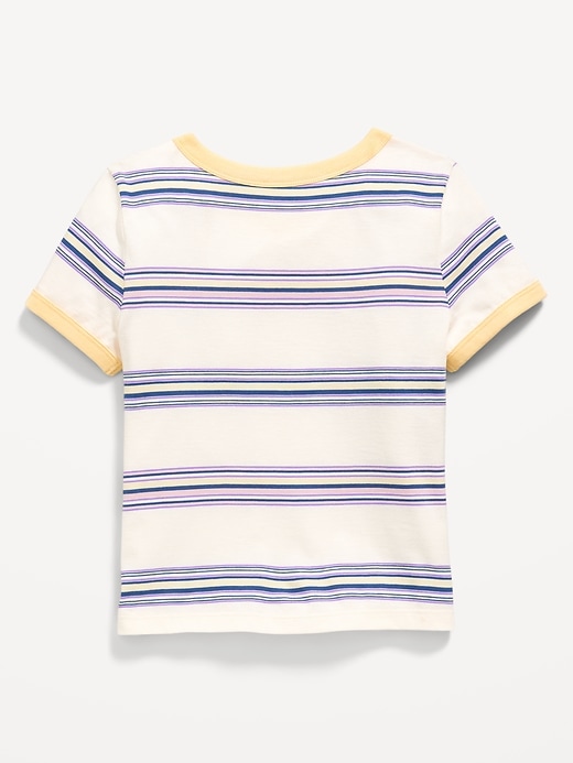 View large product image 2 of 2. Fitted Short-Sleeve Printed Ringer T-Shirt for Girls