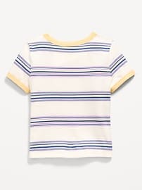 L'image numéro 2 présente T-shirt ajusté à bords contrastants à manches courtes et à motif pour fille