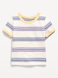 L'image numéro 1 présente T-shirt ajusté à bords contrastants à manches courtes et à motif pour fille