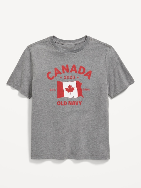 Short-Sleeve Flag Logo-Graphic T-Shirt for Boys - Gray