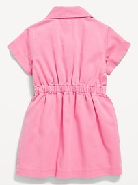 Image number 2 showing, Short-Sleeve Cinched-Waist Twill Dress for Toddler Girls