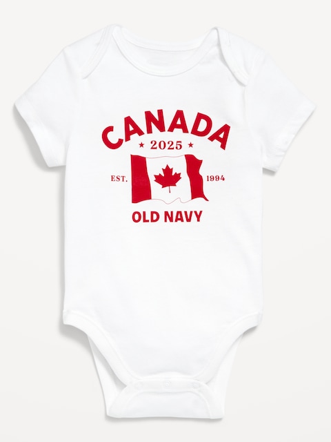 Short-Sleeve Canada Logo-Graphic Bodysuit for Baby