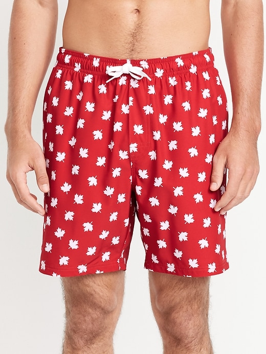Image number 1 showing, Printed Swim Trunks -- 7-inch inseam
