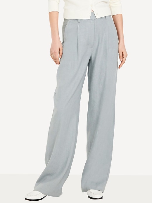 Image number 2 showing, Extra High-Waisted Linen-Blend Taylor Wide-Leg Trouser Pants