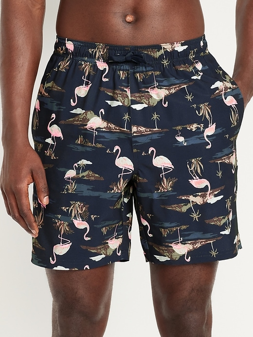 Image number 1 showing, Printed Swim Trunks -- 7-inch inseam