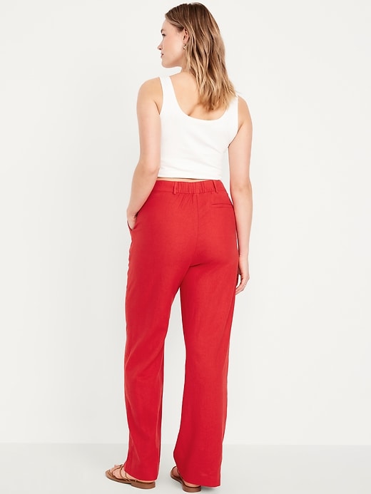 Image number 6 showing, Extra High-Waisted Linen-Blend Taylor Wide-Leg Trouser Pants