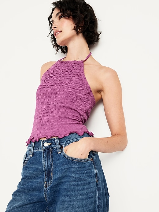 Image number 3 showing, Sleeveless Smocked Crop Top