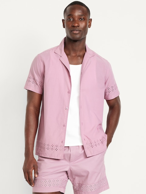 Short-Sleeve Eyelet Camp Shirt