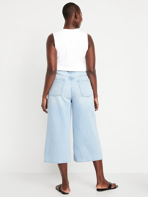 Image number 5 showing, High-Waisted Baggy Wide-Leg Culotte Jeans