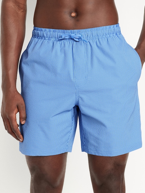 Seersucker Swim Trunks -- 7-inch inseam