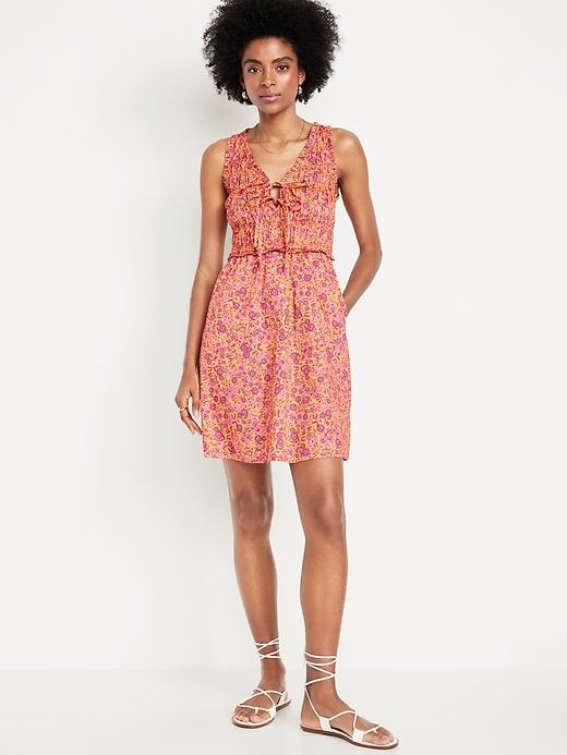 Image number 1 showing, Fit & Flare Smocked-Top Mini Dress