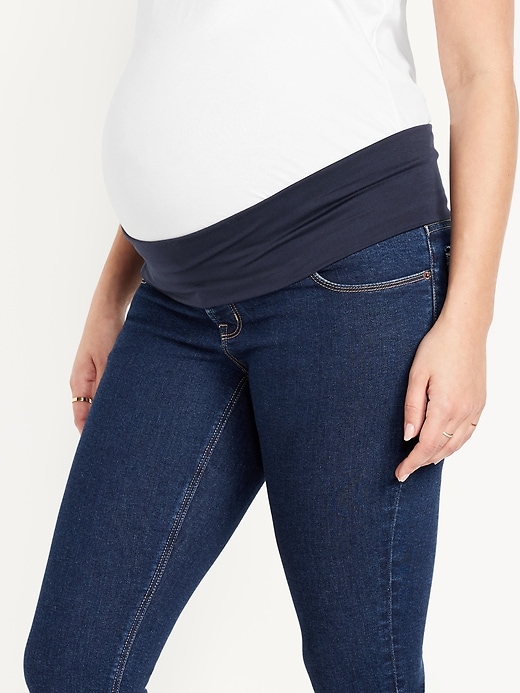 Image number 6 showing, Maternity Rollover-Panel Rockstar Slim Capri Jeans