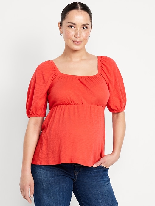 Image number 1 showing, Maternity Puff Sleeve Top