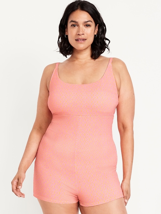 Image number 7 showing, Textured Swim Romper -- 2.5-inch inseam