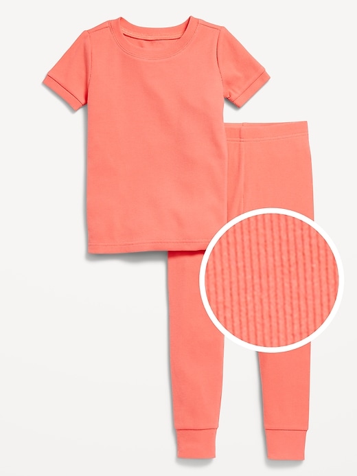 View large product image 1 of 1. Snug-Fit Ribbed Pajama Set for Toddler & Baby