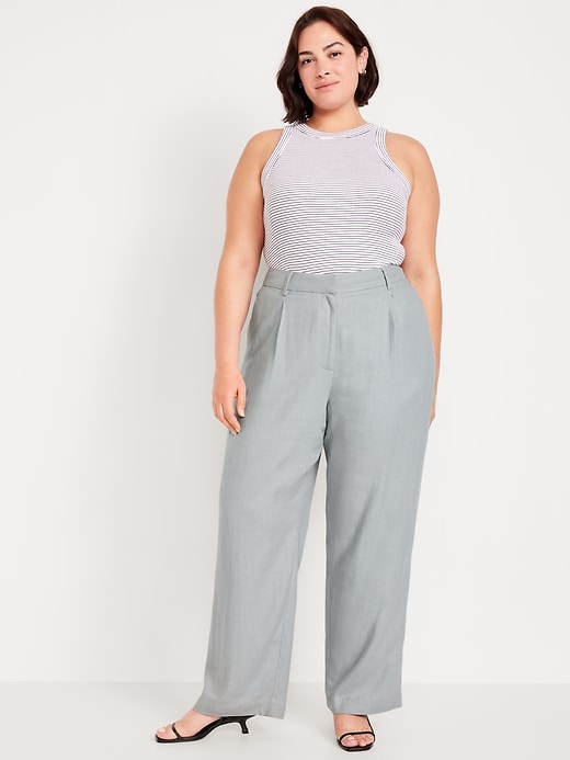 Image number 6 showing, Extra High-Waisted Linen-Blend Taylor Wide-Leg Trouser Pants
