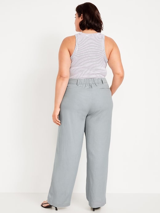 Image number 7 showing, Extra High-Waisted Linen-Blend Taylor Wide-Leg Trouser Pants