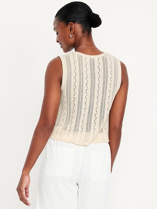 Image number 2 showing, Sleeveless Crochet Tie-Front Top