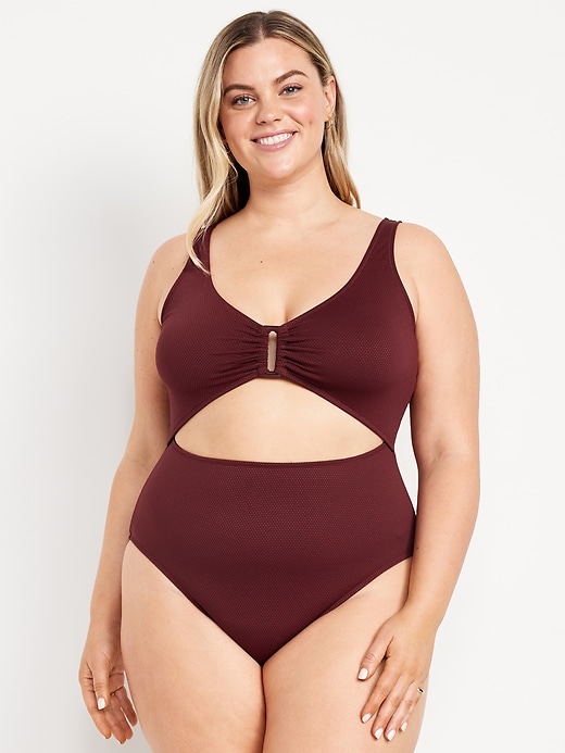 Image number 7 showing, Textured One-Piece Cut-Out Swimsuit
