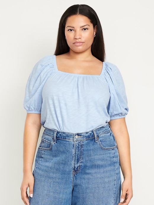 Image number 6 showing, Square-Neck Puff-Sleeve Top