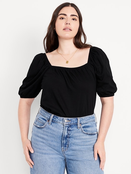 Image number 4 showing, Square-Neck Puff-Sleeve Top