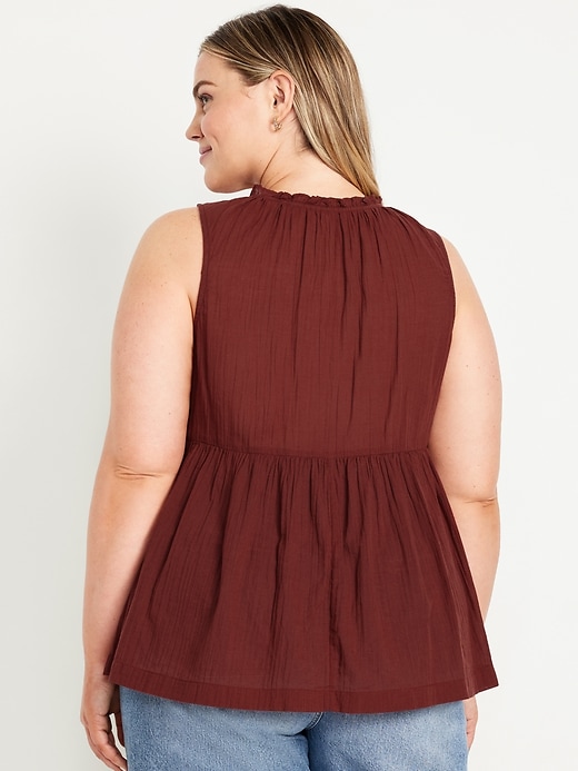 Image number 7 showing, Sleeveless Crinkle Gauze Tie-Front Top