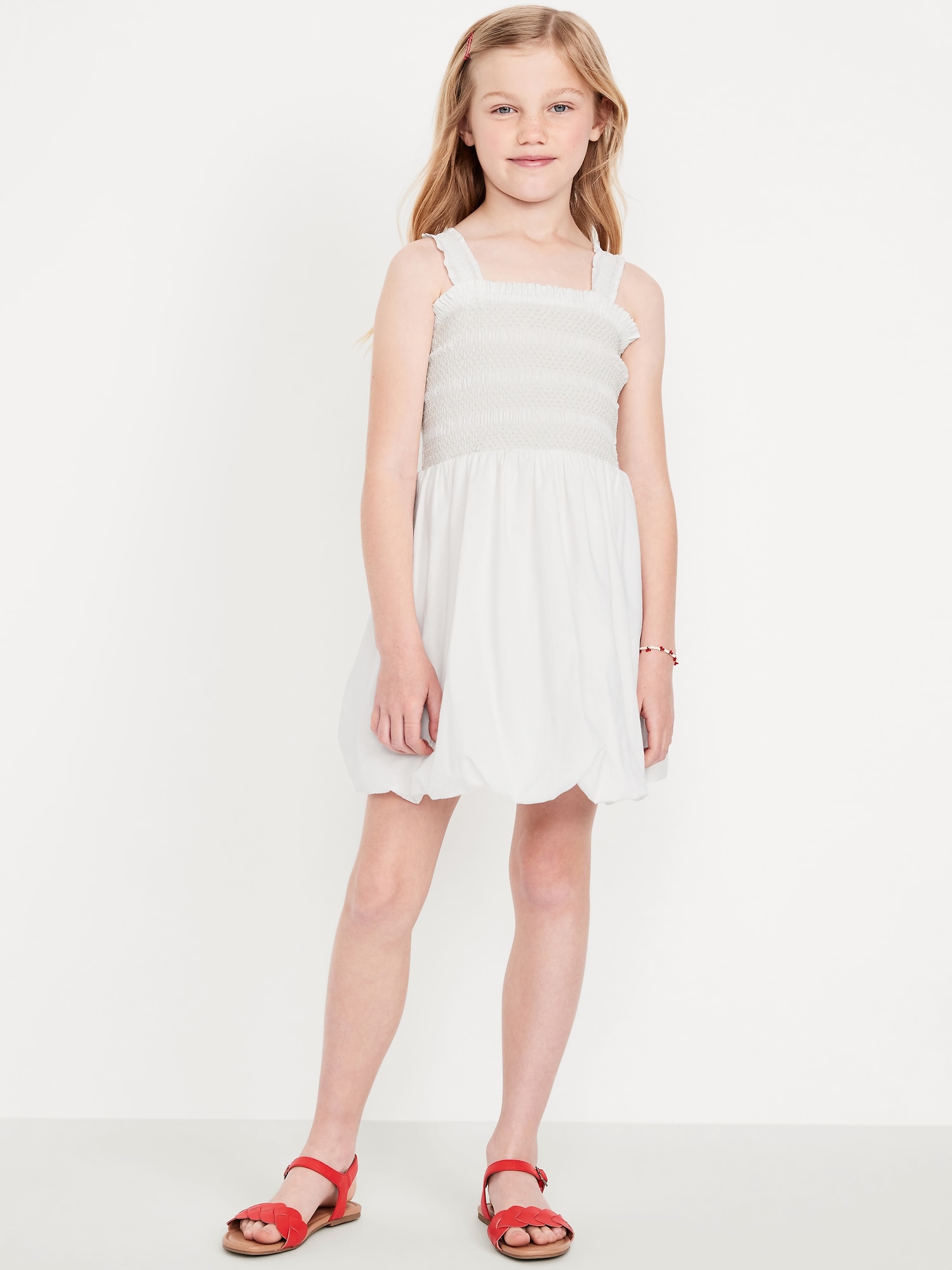 Robe bouffante sans manches à smocks pour fille