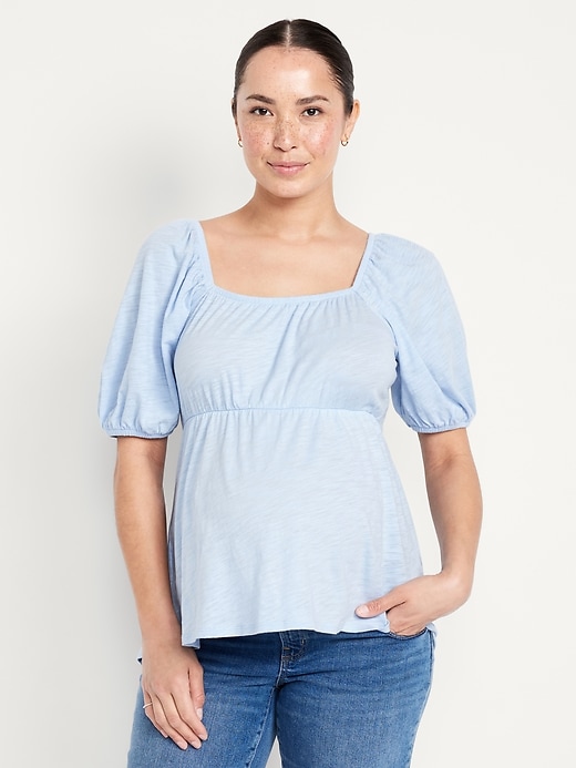 Image number 1 showing, Maternity Puff Sleeve Top