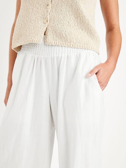Image number 4 showing, Mid-Rise Linen-Blend Harem Pants
