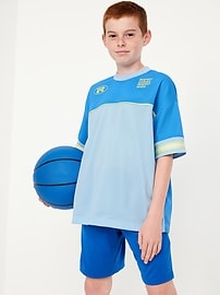 Image number 1 showing, Oversized Color-Block Mesh Graphic T-Shirt for Boys