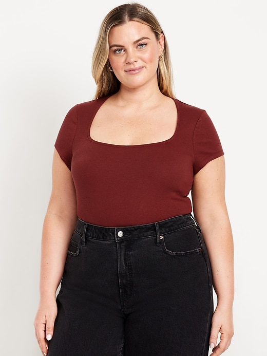 Image number 6 showing, Ribbed Square-Neck T-Shirt