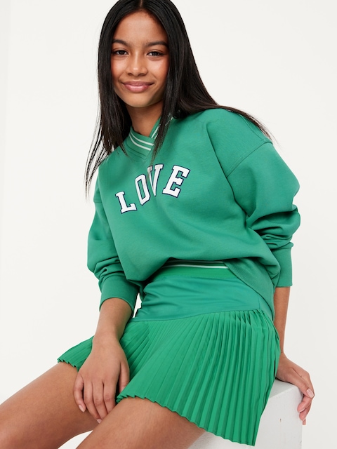 Dynamic Fleece V-Neck Graphic Sweatshirt for Girls