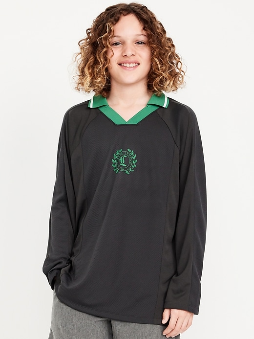 Image number 3 showing, Oversized Long-Sleeve Collared Performance Top for Boys