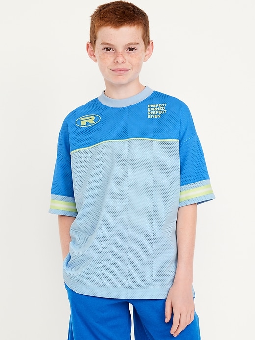 Image number 3 showing, Oversized Color-Block Mesh Graphic T-Shirt for Boys
