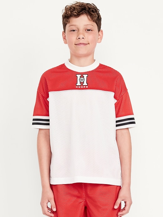 Image number 3 showing, Oversized Color-Block Mesh Graphic T-Shirt for Boys