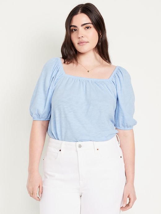 Image number 4 showing, Square-Neck Puff-Sleeve Top