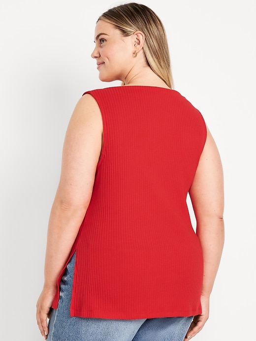 Image number 7 showing, Slit-Neck Ribbed Top