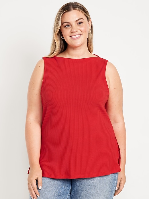 Image number 6 showing, Slit-Neck Ribbed Top