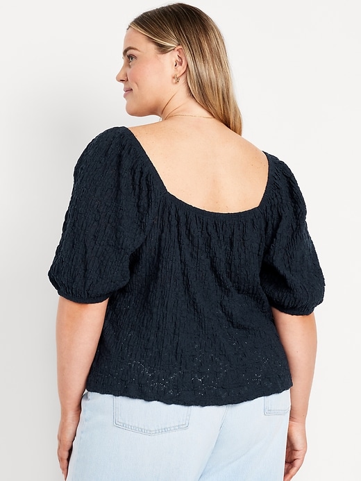 Image number 8 showing, Puff-Sleeve Lace Top