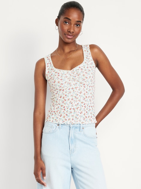 Cinched Floral Tank Top