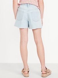 Image number 2 showing, High-Waisted Embroidered Frayed-Hem Jean Shorts for Girls
